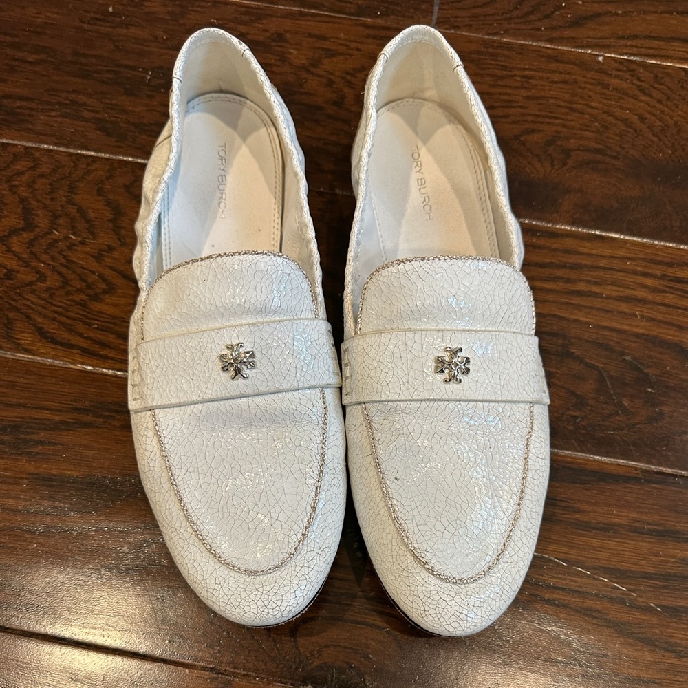 Tory Burch Ballet Loafer in Shiny White - Picture 2 of 5
